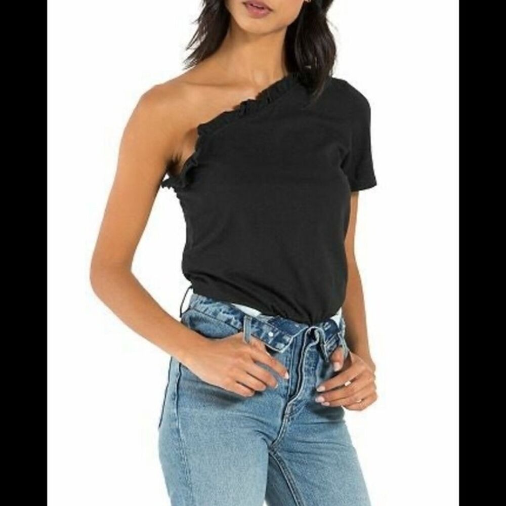 n:philanthropy one shoulder black bodysuit size Small